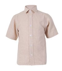 SHT-61-PCT - Boys short sleeve shirt - Camel/white check