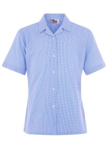 BLS-33-PCT - Twin pack short sleeved blouse - Blue/white gingham