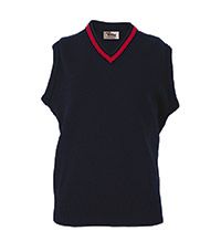 SLR-10-ACY - Sleeveless jumper with trim - Navy/red