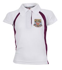 PLO-03-HBS - Fitted polo shirt - White/magenta/logo