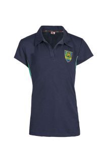 PLO-37-ABS - Aberdour polo shirt girls - Navy/emerald/logo