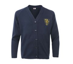 CAR-36-SJP - V-neck cardigan - Navy/logo