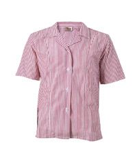 BLS-12-PCT - Short sleeved fitted blouse - Maroon/white stripe
