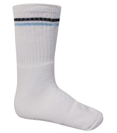 SOC-13-COP - PE socks with trim - White/Navy/Sky