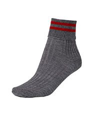 SOC-20-PWA - Ankle socks with trim - Grey/red