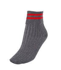 SOC-22-COP - Ankle socks with trim - Charcoal/red