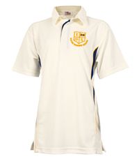 PLO-26-ESS - Eaton Square Cricket Shirt - Off white/blue/logo
