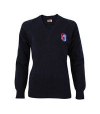 JUM-58-KNB - Cotton rich v neck jumper - Navy/logo