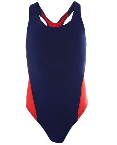 SWM-20-NYL - Panelled swimsuit - Navy/ Red