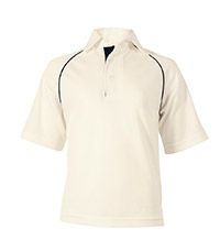 PLO-40-POL - Cricket shirt - Cream/Navy