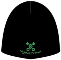HTS-04-HBR - Highfield beannie hat - Black/logo - One