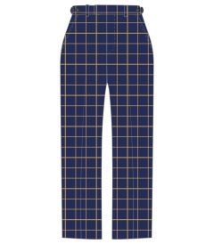 TRS-09-PVI - Check Trousers - Navy/Gold Check