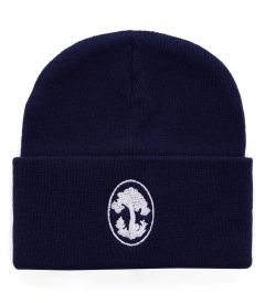 HAT-33-DVH - Knitted pull on hat with logo - Navy/logo - One
