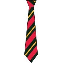 NKT-49-HAL - Hallfield clip on house tie - Red/bottle/gold - One