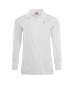 BLS-36-ESM - L/S Revere collar blouse - White/logo