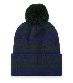 HAT-91-ACY - Knitted bobble hat - Navy/bottle - One