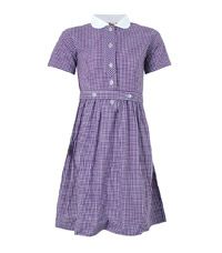 DRE-83-PCT - Girls Checked Summer Dress - Purple/white