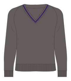 JMP-14-CAY - V-neck jumper - Grey/Purple