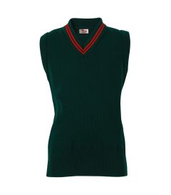 SLR-11-WCY - Sleeveless jumper with trim - Bottle/red