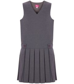 DRE-46-PVI - Pinafore dress with V neck - Grey