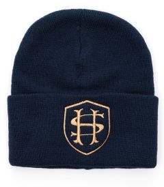 HAT-33-SHR - Knitted Beanie - Navy/logo - One