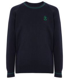 JMP-28-WEL - Round neck jumper - Navy/Bottle/Logo