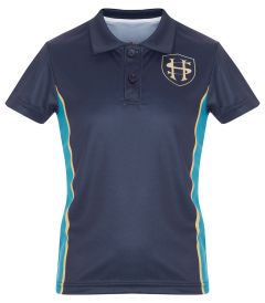 PLS-14-SHR - Oaks Polo Shirt - Navy/Teal/Logo