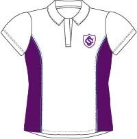 PLO-37-GPS - Fitted games polo shirt - White/purple/logo