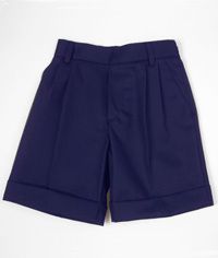BER-16-GLM - Mock fly bermudas with turn up - Navy