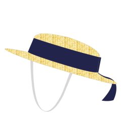 BOA-12-STR - Straw Boater - Straw/navy ribbon
