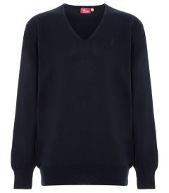 JMP-16-TED - Knitted V-neck jumper - Navy/logo