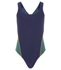 SWM-59-NYL - Swimming Costume - Navy/bottle/yellow