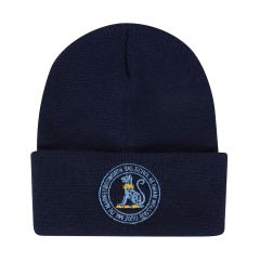 HAT-33-DXG - Knitted pull on hat - Navy/logo