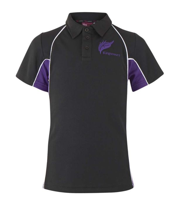 PLS-11-KCS - P.E polo shirt - Black/purple/logo